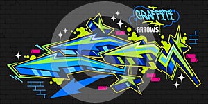 Cool Trendy Colorful Abstract Urban Street Art Graffiti Style Arrows Vector Illustration Template