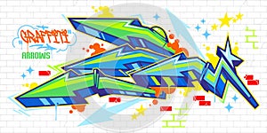 Cool Trendy Colorful Abstract Urban Street Art Graffiti Style Arrows Vector Illustration Template