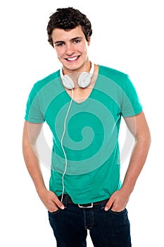 Cool trendy teenager boy with headphones