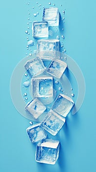 Cool typography Word ICE pattern made of ice cubes