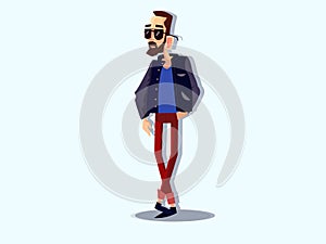 Cool vector hipster man