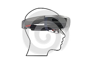 Cool isolated white hololens with head figure photo