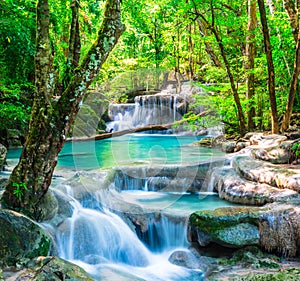 Cool waterfall in deep forest