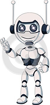Cool White Cyborg Robot Say Hi Cartoon
