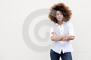 Cool young african american woman with curly hair