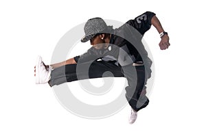 Cool young hip-hop man on white background