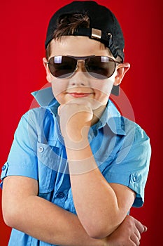 Cool young kid with glasses