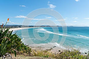 Coolangatta lookout view along white beach to Surfer`s Paradise photo