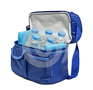 cooler bag with bottles of water