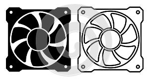 Cooler fan icon. Air ventilation. Computer cooler PC hardware. Modern CPU processor cooler vector illustration.
