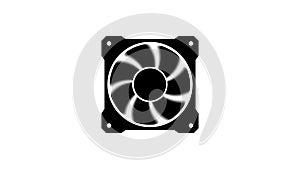 Cooler fan spin. Air ventilation. Computer cooler PC hardware. Modern CPU processor cooler.