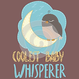 Coolest baby whisperer owl and moon graphic photo