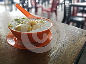 Coolest of Cendol Durian ice on the table in restaurant.
