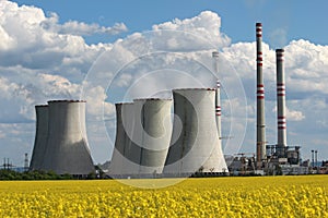 Coolin tower and chimney of coal power plant