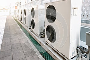 Cooling Air Condition Unit and Control System, Air Condenser Engine Station Outside Building of HVAC Systems. Electrical