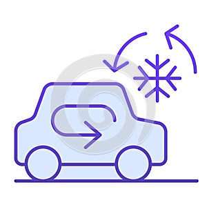 Cooling car system flat icon. Auto air conditioning vector illustration isolated on white. Car climate control gradient