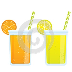 Cooling cartoon beverages cold refreshing drinks of orange and l