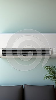 Cooling comfort Split AC on white wall, softened by a gentle blur