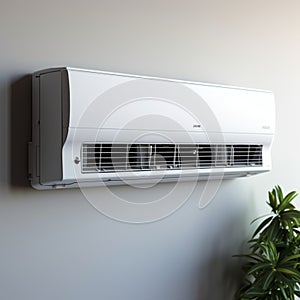 Cooling comfort Split AC on white wall, softened by a gentle blur