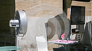 cooling fan in outdoor cafe in Marseilles city