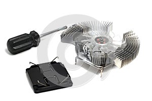 Cooling Fan for PC and screwdriver