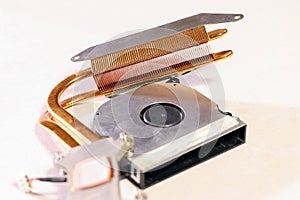 A cooling system of computer. A fan, cooler of central processing or the CPU cooler pc system unit