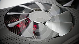 Cooling system of powerful graphics card, heat produced by data