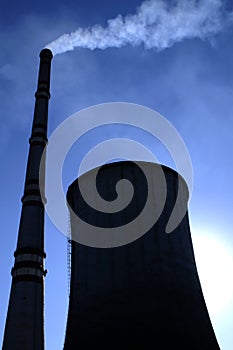 Cooling tower and chimney