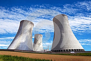 Cooling tower with clouds, nuclear power plant