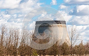 Cooling tower half ready in chernobyl