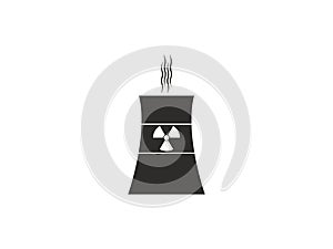 Cooling tower, nuclear plant icon. Vector illustration, flat design.