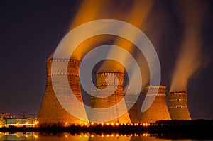 Cooling towers of nuclear power generation plan photo