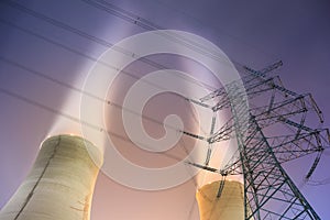 Cooling towers and power transmission tower