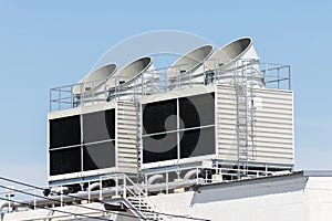 Cooling water tower on rooftop building