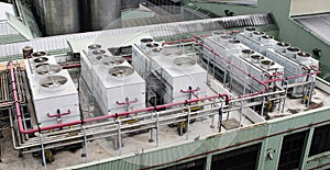 Cooling water tower on rooftop industry plant