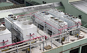 Cooling water tower on rooftop industry plant