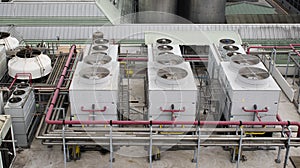 Cooling water tower on rooftop industry plant