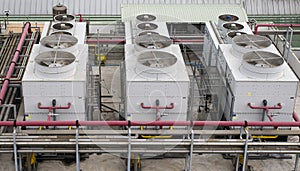 Cooling water tower on rooftop industry plant