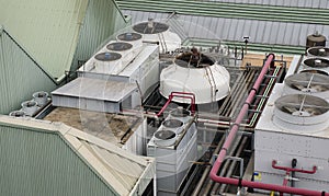 Cooling water tower on rooftop industry plant