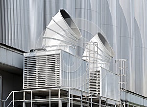 Cooling water tower on rooftop industry plant