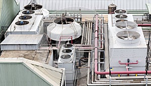 Cooling water tower on rooftop industry plant