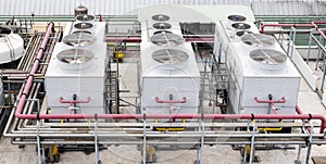 Cooling water tower on rooftop industry plant