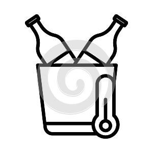 cooling wine bottle icon linear logo mark in black and white