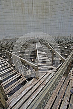 Cooling Wooden benches inside Cooling towers