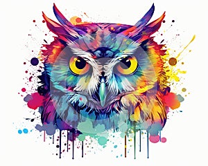 The coolness of a playful Owl is what makes the watercolor clean.