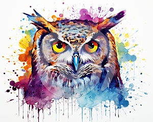 The coolness of a playful Owl is what makes the watercolor clean.