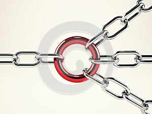 Cooperation business concept with chains. mixed media photo