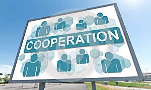 Cooperation concept on a billboard