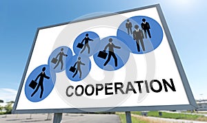 Cooperation concept on a billboard