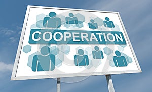 Cooperation concept on a billboard